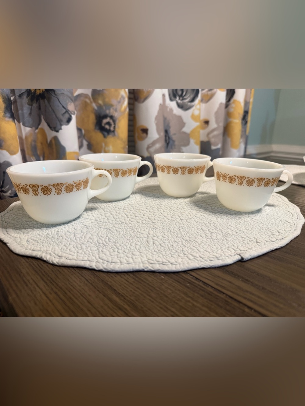 Vintage Pyrex Butterfly Gold Cups Set of 4